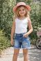 Girl's Denim Ripped Jeans Shorts, Laziz Blue Color - 2