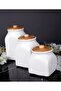 Set of 2 6 Pieces Chamomile Porcelain 1000ml Oil Pot with Bamboo Stand and 3-Piece Jar Storage Set - 5