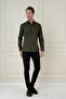 Men's Slim Fit Cotton Long Sleeve Classic Khaki Shirt Gk 745 - 4