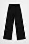 Women's High Waist Stretch Fabric Wide Leg Black Jean Pants - 3
