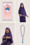 Namaz Set / Worship Set - Namaz Set, Moon Star Kaaba Patterned Sponge Prayer Mat, Rosary - Purple