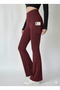 Women's Burgundy High Waist Shaping / Sculpting Double Pocket Flared Leggings