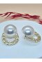 Pearl Gold Earrings with Chain Detail - 2