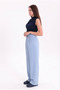 Women's Blue Pleated Fabric High Waist Palazzo Pants - 2