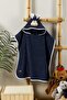 Poncho Children's Bathrobe Beach Towel Hooded (3-7 Years) Inside-Outside Surface Cotton Navy Blue Monkey Animal - 2