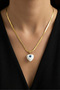 Steel 22K White Enamel Heart Evil Eye Necklace 45 cm |   Gold Color Non Tarnish Jewelry Women Steel Necklace - 3