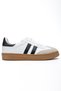Women's White Black Thermo Sole Striped Lace-Up Sports Shoes
