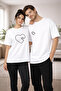 Puzzle Heart Printed Couple T-Shirt Set Loose Fit Oversized Cotton Couple Tshirt