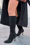 Zynor Black Suede Zippered Elastic Thin High Heeled Women's Boots