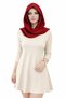 Women's Soft Mohair Yarn Hooded Scarf - Balaclava - Stylish Hood Knitwear Scarf Red