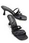Jolie Black Women's Short Heeled Slippers - 3