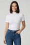 Women's Short Sleeve Half Turtleneck White Bodysuit 2 Pieces - 2