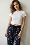 100% Cotton Single Jersey Women's Pajama Bottoms with Polar Bear Print, Loose Fit, Anti-Sweat, Navy Blue, Without Pockets - 5