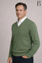 Winter V-Neck Thin Wool Khaki Dad Sweater - 2