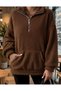 Women's Clothing for Autumn and Winter, Mock Neck Plush with Zipper, Comfortable Long Sleeves, with Pockets, Sweatshirt