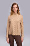 Buttoned Shoulder High Neck Patterned Blouse