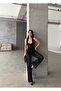 Women's Black Straight Shiny Stone Special Design Jean Denim Trousers - 5