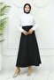 Women's Puff Scuba Elastic Waist Hijab Skirt - Black