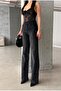 Women's Black Straight Shiny Stone Special Design Jean Denim Trousers