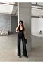 Women's Black Straight Shiny Stone Special Design Jean Denim Trousers - 3