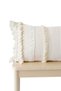 Cream, Frilly, Tasseled, Country, Bohemian, Vintage Long 40X100 Throw Pillow (Filled) - 3