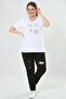 Large Size V-Neck Front Jewelled T-Shirt - 3