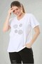 Large Size V-Neck Front Jewelled T-Shirt - 7