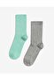 Women's Bamboo Corded Fabric 2-Piece Socks Green Gray - 2