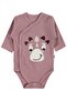 Dinosaur Embroidered 1-9 Months Snap Fastener Bodysuit - Brown 9-12 Months - 3