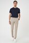 Comfort Fit Double Pleated Textured Flexible Cotton Beige Trousers P 1158