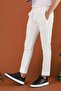 Slim Fit Elastic Waist Waffle Fabric Ecru Sports Pants P 1126 - 3