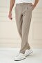 Comfort Fit Waffle Textured Elastic Waist Pleated Beige Jogger Pants P 1174 - 4