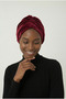 Velvet Cardigan Lined Burgundy Ready-To-Wear Turban Hijab Bonnet Suitable for Medical Use - 5