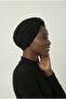 Crystal Butterfly Stone Embroidered Ribbed Lined Black Ready-Made Turban Hijab Evening Dress Bonnet - 3
