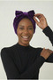 Velvet Bow-Lined Purple Ready-Made Turban Hijab Bonnet Suitable for Medical Use - 5