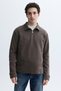 Men's Brown Zippered High-Neck Sweatshirt