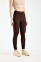 Women's Brown Winter Inner Fleece-Lined High Waist Shaping / Sculpting Leggings - 5