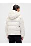 Kadın Beyaz Logo Puffer Şişme Mont - 4