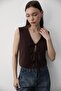 Women's Tie-Up Linen Vest Brown - 2