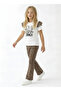 Girl's Leopard Patterned Summer Double Suit Short Sleeve T-Shirt and Leggings - 3