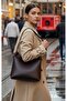 Women's Brown Shoulder Bag Soft Internal and External Textured Quality Workmanship and Soft Faux Leather Handbag - 2