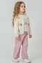 Girl's 3-Piece Set – Cardigan, Printed T-Shirts and Pants | Floral Motif, High-Quality Fabric, Comfortable Fit - 3