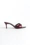 Women's Burgundy Patent Leather Thin Heeled Pointed Toe Slippers - 3