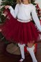 Girl's Tutu Skirt with Glitter Detail at the Waist, Elastic, Age 5-10, Cherry Rot - 3