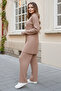 3062 Zipper Detailed Ribbed Knitwear Set Mink - 4