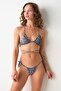 Zebra Patterned Aqua Triangle Bikini - Single Top239105-D - 3