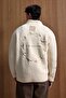 Men's Relaxed Fit Premium Sherpa Embroidery Detailed Zippered Jacket Beige - 8