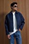 Men's Relax Fit Premium Melton Coat Jacket Navy Blue