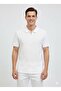 Men's Logo Embroidered Polo Neck White T-Shirt - 5