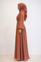 Women's Flared Cut Collar Stone Embroidered Double Breasted Cut Evening Dress - 4